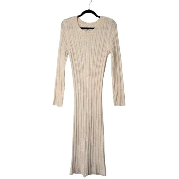 American Eagle Ribbed Knit Long Sleeve Sweater Dress - Beige - Picture 1 of 11